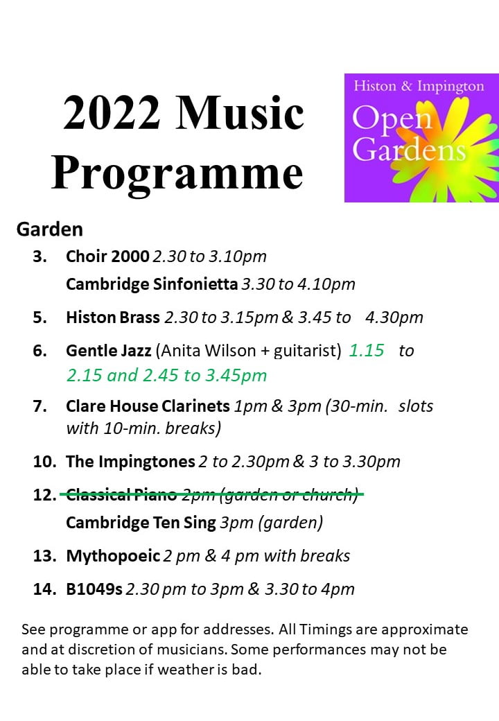 Music programme update